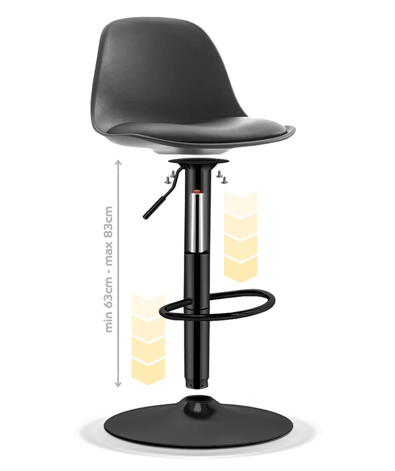 Scaun de bar 2HOME, living, bucatarie, comercial Bistro 4, Full Black - imagine 4