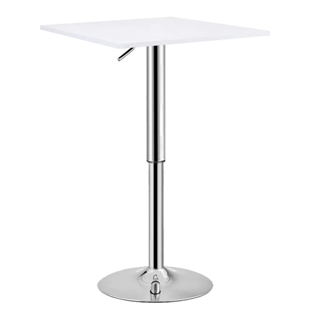 Masa de bar 2HOME Patrata, Alb, picior reglabil 90-110cm