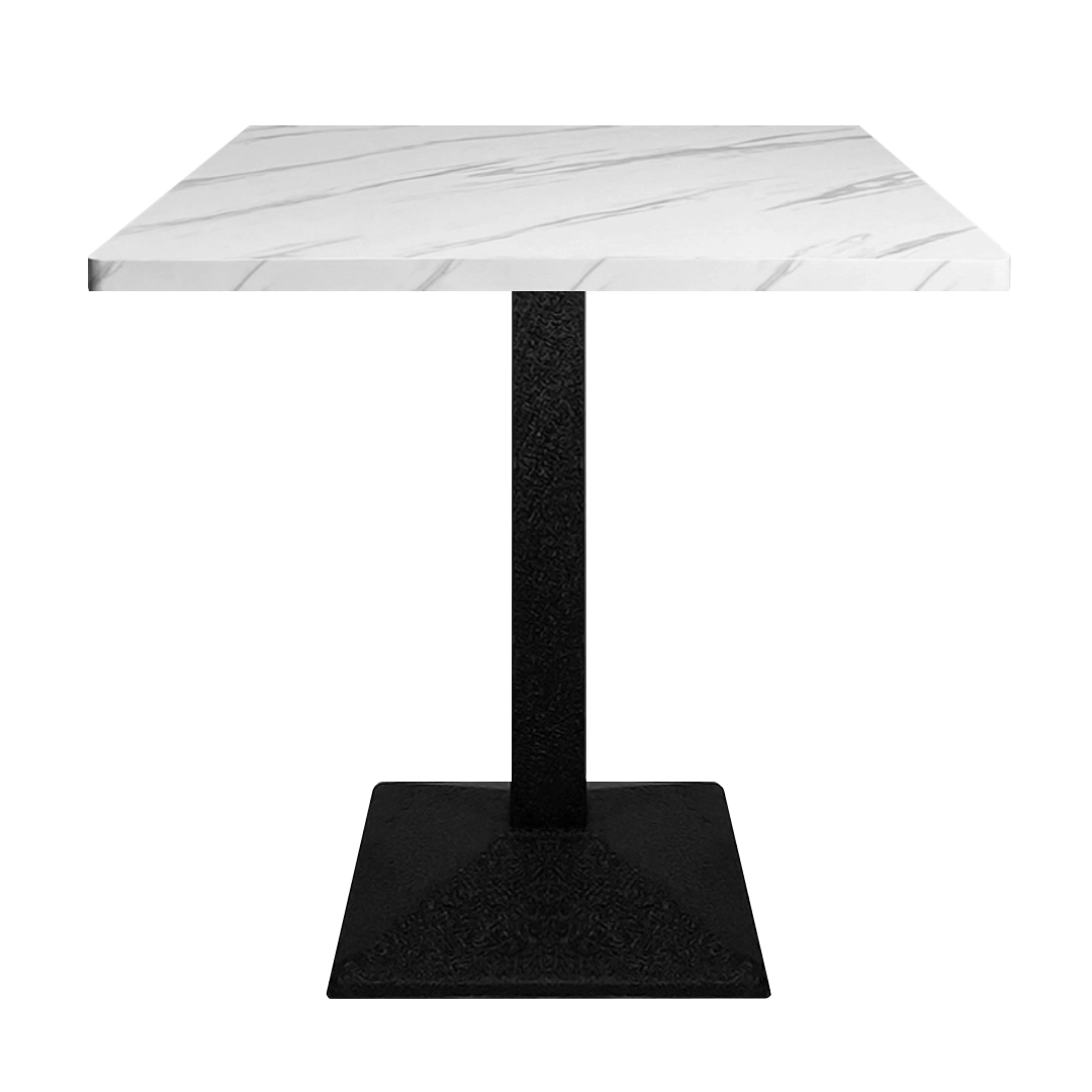 Masa Dining 2HOME Patrata, Marble Alb, picior negru, 60 cm