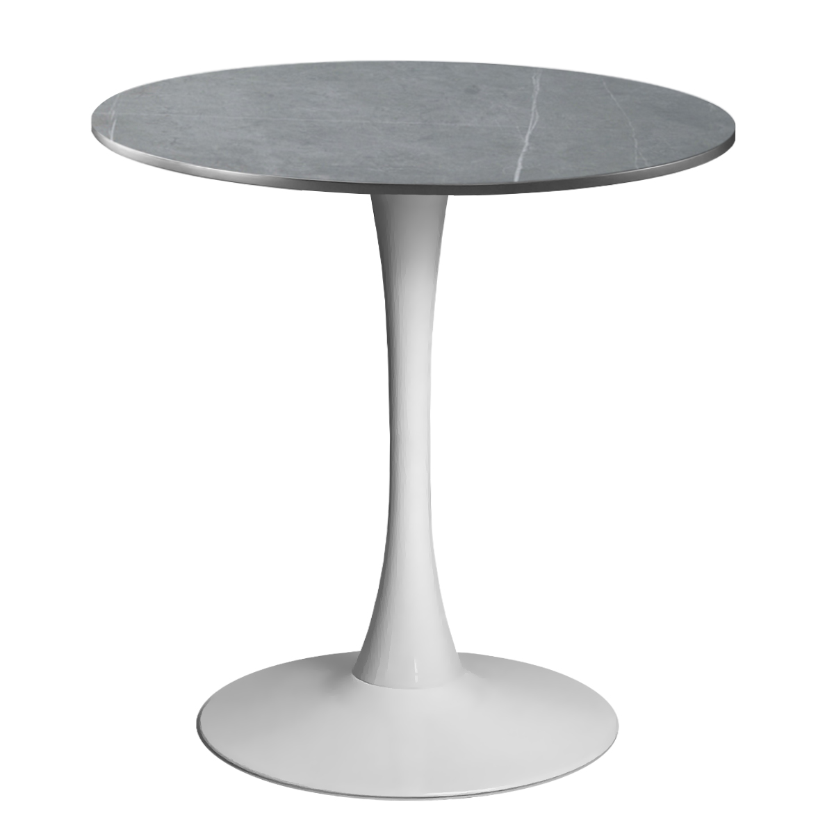 Masa 2HOME still Tulip rotunda, Gri, picior alb, 60*70cm