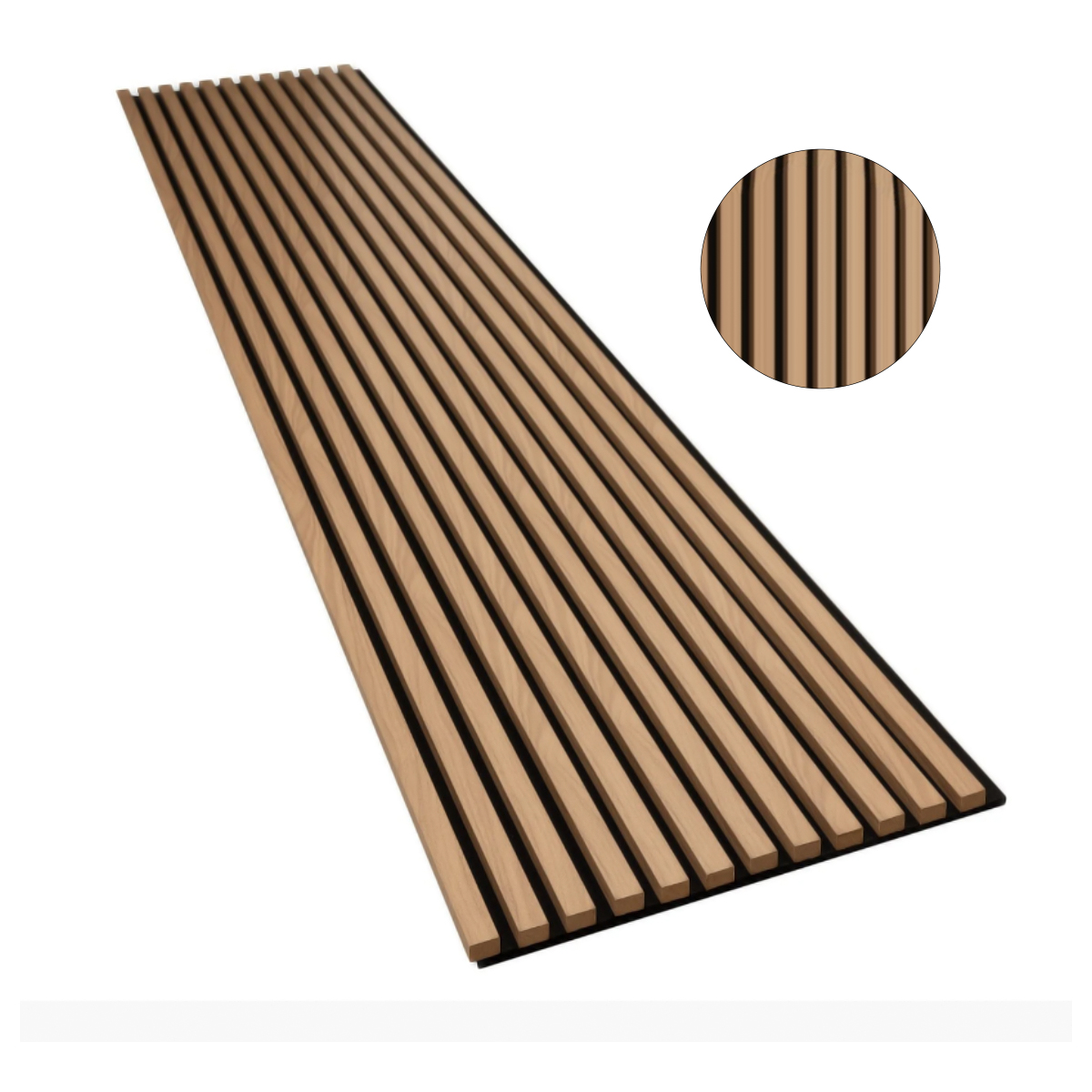 Riflaj MDF decorativ 2HOME de tip Panou Acustic, Stejar Natur, 270×60 cm