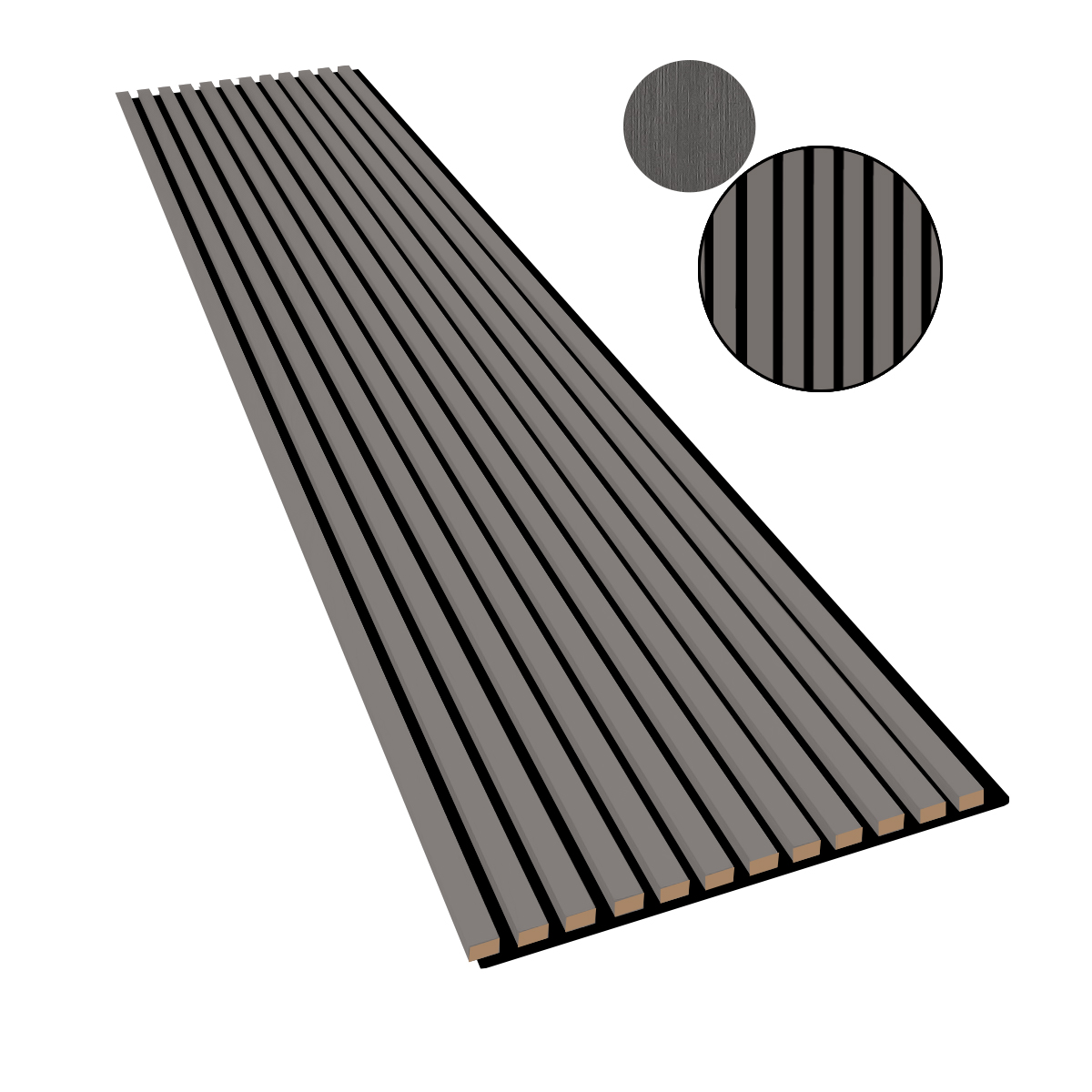 Riflaj MDF decorativ 2HOME de tip Panou Acustic, Gri, 270×60 cm