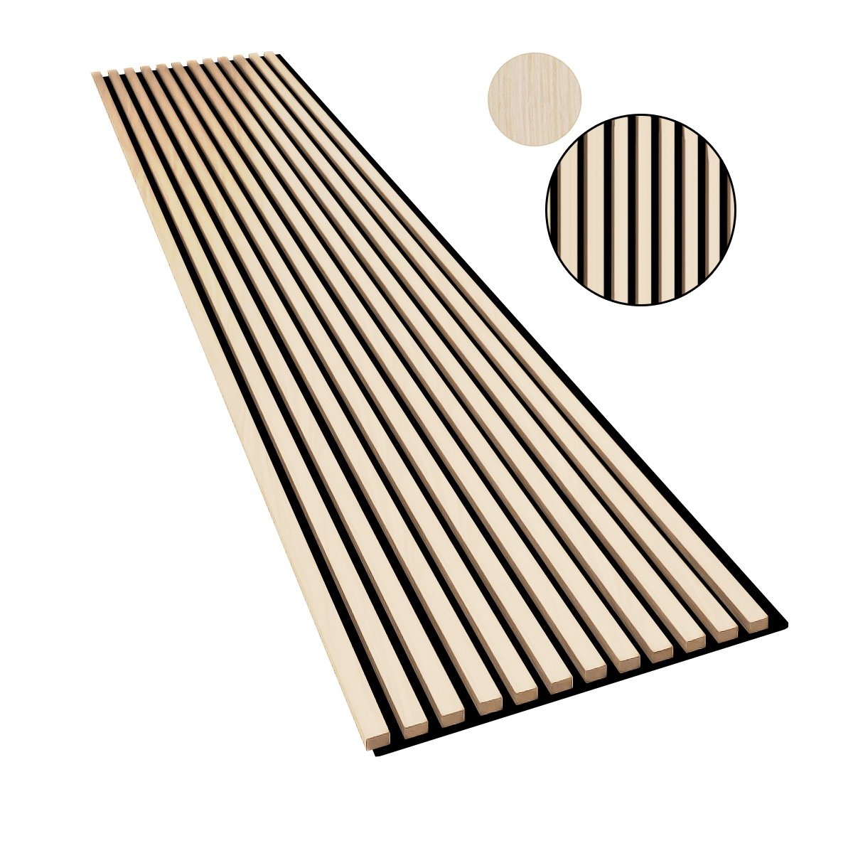 Riflaj MDF decorativ 2HOME de tip Panou Acustic, Stejar Natur Deschis, 270×60 cm