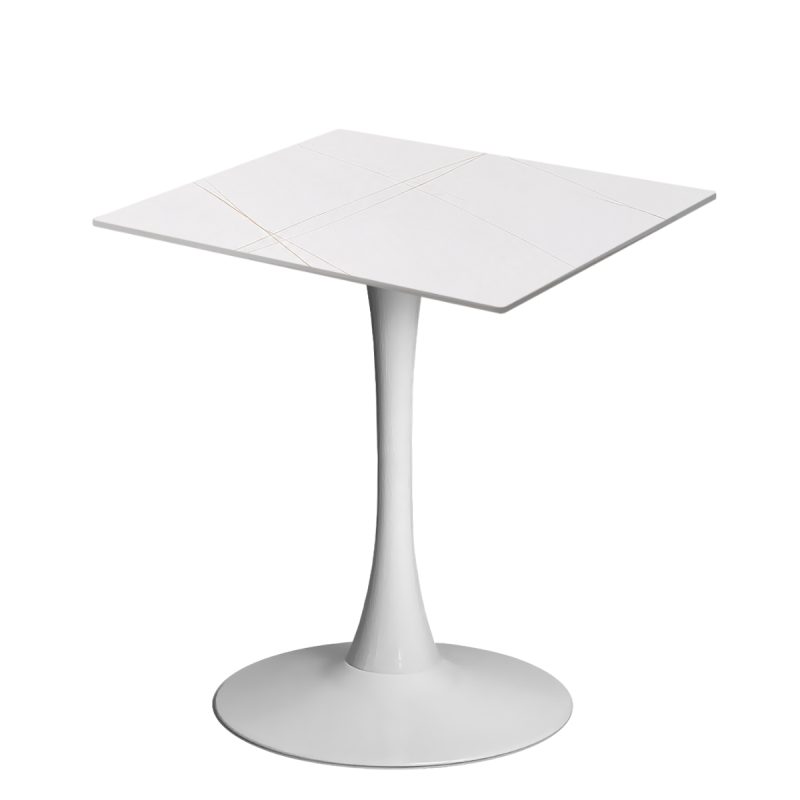 Masa 2HOME stil Tulip Patrata, Marble Alb, 60x60cm