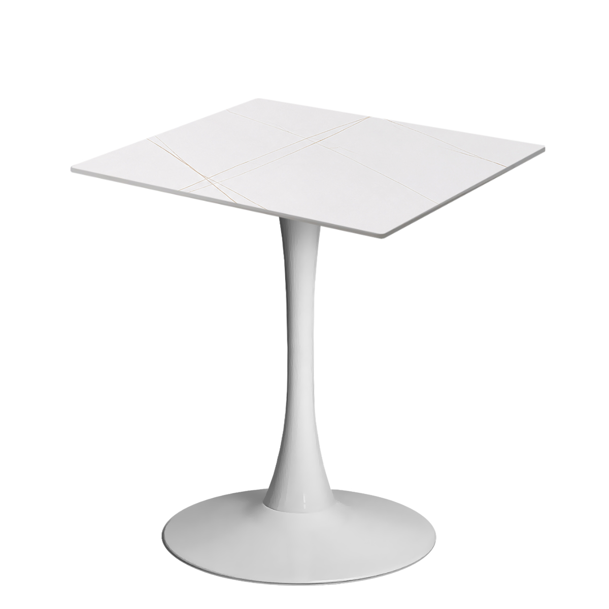 Masa 2HOME stil Tulip Patrata, Marble Alb, 60x60cm