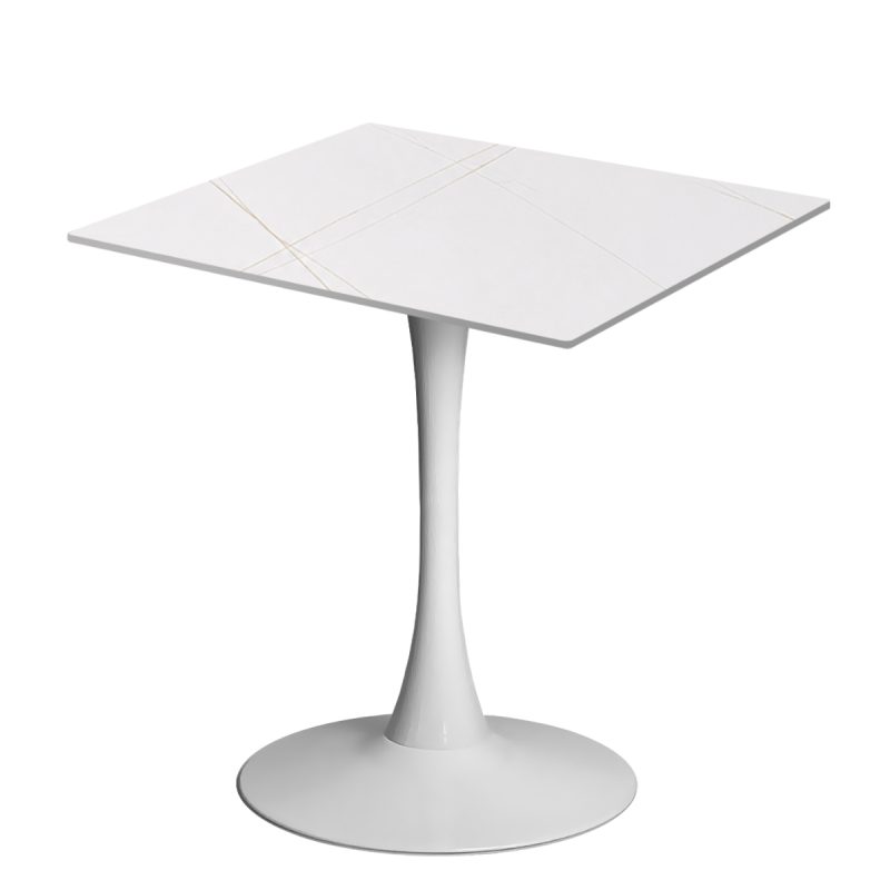 Masa 2HOME stil Tulip Patrata, Marble Alb, 70x70cm
