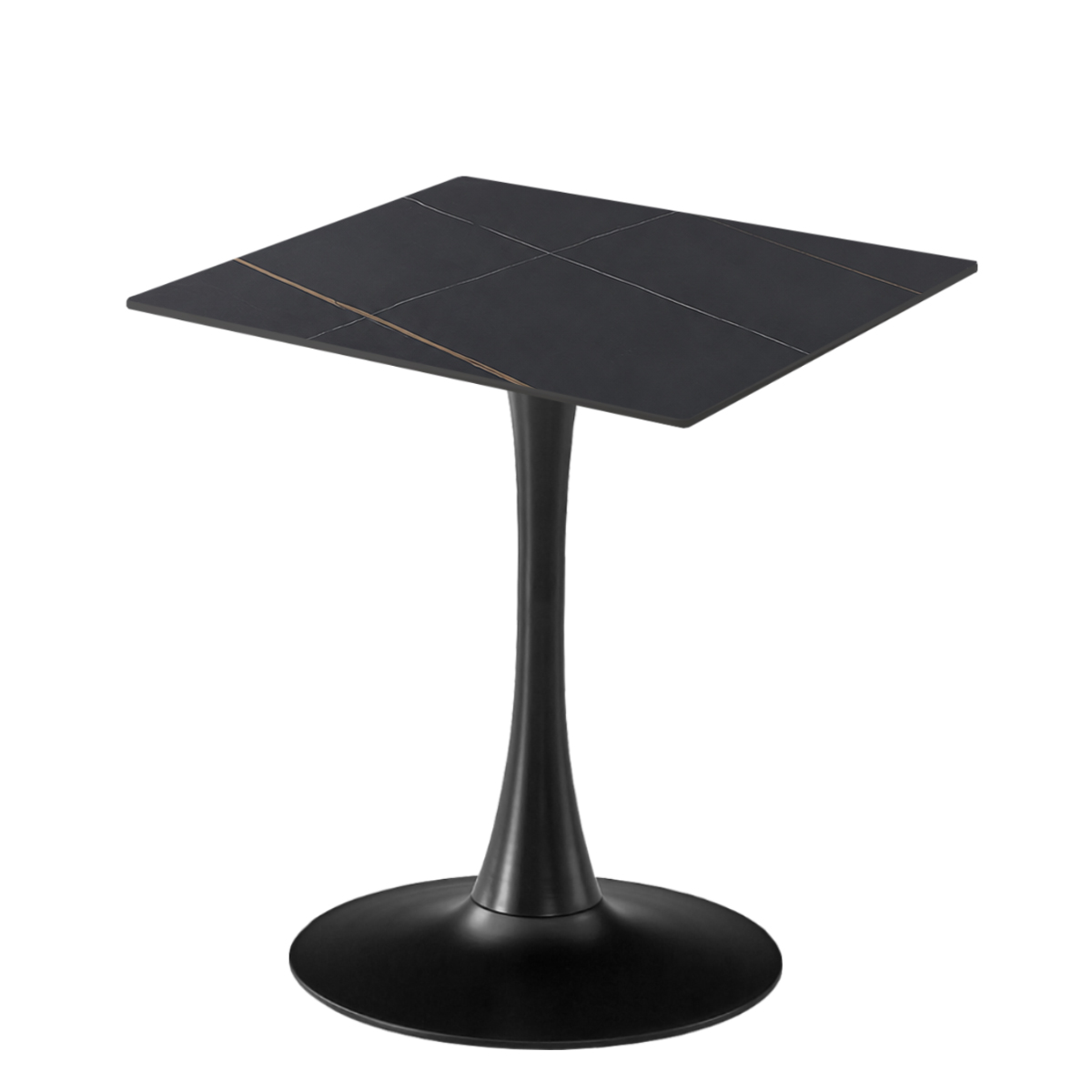 Masa 2HOME stil Tulip Patrata, Marble Negru, 60x60cm