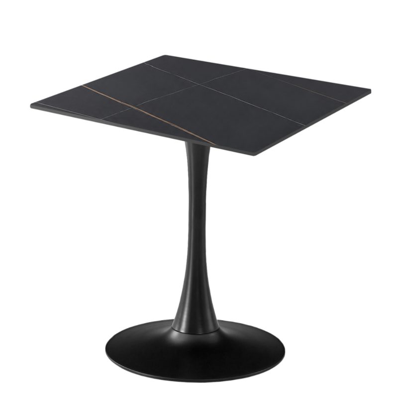 Masa 2HOME stil Tulip Patrata, Marble Negru, 70x70cm