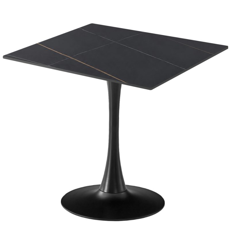 Masa 2HOME stil Tulip Patrata, Marble Negru, 80x80cm